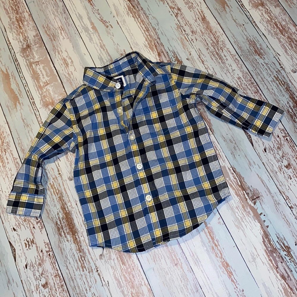 Janie and Jack 3/6 mth Blue Plaid Buttondown